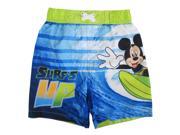 Disney Little Boys Blue Mickey Mouse Surf s Up Print Swim Shorts 4T