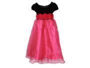 Richie House Little Girls Black Velvet Top Pink Waist Roses Dress 7