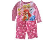 Disney Little Girls Pink Cinderella Aurora Ariel Print 2 Pc Pajama Set 4T