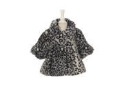 Little Girls Black White Leopard Pattern Faux Winter Swing Coat 4