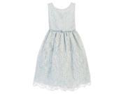 Sweet Kids Little Girls Blue Embroidered Mesh Charmeuse Flower Girl Dress 2T