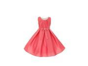 Big Girls Coral Poly Dupioni Pearl Sash Special Occasion Dress 10
