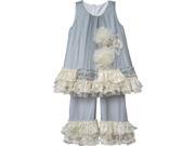 Isobella Chloe Little Girls Gray Vicki Two Piece Pant Outfit Set 2T