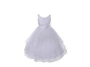 Big Girls White Poly Dupioni Tulle Tiered Flower Girl Easter Dress 12