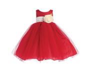 Lito Little Girls Red Ivory Sash Poly Silk Tulle Flower Girl Dress 6