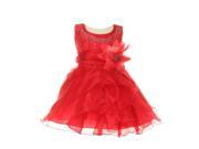 Cinderella Couture Baby Girls Red Crystal Organza Cascade Ruffle Dress 24M