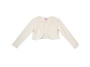 Cinderella Couture Big Girls Ivory Pearl Beaded Soft Hook Closure Sweater 8 10