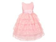 Little Girls Pink Multi Tiered Lace Flower Girl Christmas Dress 2