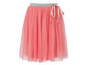 Richie House Little Girls Red Silver Satin Taped Bow Skirt 4