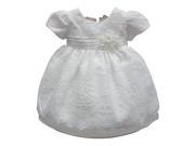 Baby Girls Ivory Floral Embroidered Pleated Sash Flower Girl Dress 3T