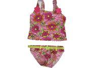 2B Real Little Girls Pink White Floral Print 2Pc Tankini Swimsuit 4