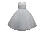 Little Girls White Beaded Glitter Neckline Waist Satin Flower Girl Dress 6