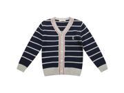 Richie House Big Boys Dark Blue Striped R Embroidery Cardigan Sweater 7 8