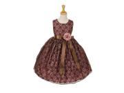 Cinderella Couture Little Girls Brown Lace Brown Rose Sash Sleeveless Dress 6