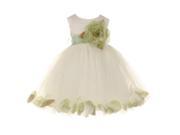 Baby Girls Ivory Sage Petal Adorned Satin Tulle Flower Girl Dress 12M