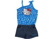 Hello Kitty Little Girls Royal Blue Star Glittery Applique Romper 4