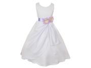 Big Girls White Lilac Bridal Dull Satin Sequin Flowers Occasion Dress 12