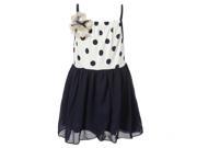 Richie House Little Girls Navy White Flower Accent Sweet Knit Slip Dress 2 3