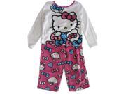 Hello Kitty Little Girls Fuchsia Kitty Image Bow Print 2 Pc Pajama Set 3T