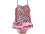 Isobella Chloe Little Girls Pink Island Girl Cut Out One Piece Swimsuit 3T