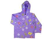 Foxfire Little Girls Purple Floral Butterfly Print Hooded Raincoat 4T