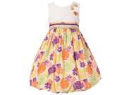 Richie House Little Girls Colorful Floral Rosette Accents Bubble Dress 4 5