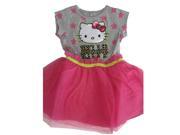Hello Kitty Little Girls Gray Pink Star Print Sequin Applique Dress 6X