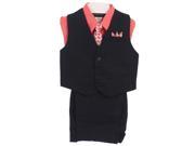 Angels Garment Little Boys Coral 4 Piece Pin Striped Vest Set Suit 7