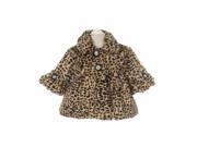 Little Girls Brown Leopard Pattern Faux Winter Swing Coat 4