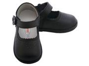 Angel Baby Girls 1 Black Punched Flower Mary Jane Shoes