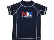 Nautica Baby Boys Navy Logo Print Rash Guard Swim Shirt 12M
