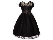 Big Girls Black Lace Overlay Illusion Neckline Junior Bridesmaid Dress 14
