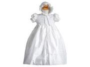 Crayon Kids Baby Girls White Silk Embroidery Christening Bonnet Gown 0 3M
