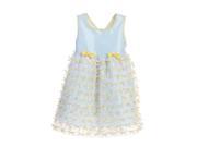 Angels Garment Little Girls Blue Yellow Ribbon Bow Mesh Easter Dress 2T
