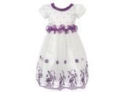 Richie House Little Girls White Purple Flowers Bead Adorned Princess Dress 3 4