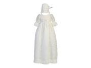 Lito Baby Girls White Embroidered Tulle Long Gown Bonnet Christening Set 0 3M