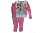 Disney Little Girls Pink Aurora Cinderella Ariel Print 2 Pc Pajama Set 6