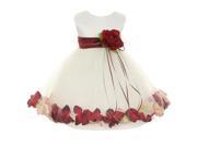 Kids Dream Baby Girls Ivory Burgundy Satin Petal Floating Flower Girl Dress 24M