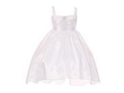 Little Girls White Bow Pearl Rhinestone Hi Low Special Occasion Dress 6