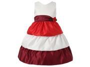 Richie House Little Girls Red White Rose Belt Layered Dress 5