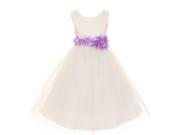 Cinderella Couture Big Girls Ivory Lavender Petal Sash Flower Girl Dress 14