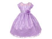 Big Girls Lilac Lace Overlay Illusion Neckline Junior Bridesmaid Dress 16