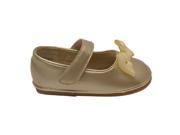 Angel Baby Girls Gold Patent Grosgrain Bow Mary Jane Casual Shoes 2 Baby