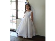 Angels Garment Big Girls White Embroidered Appliques Communion Dress 10