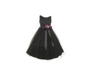 Little Girls Black Flower Sash Taffeta Tulle Special Occasion Dress 2