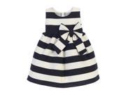 Sweet Kids Baby Girls Black White Stripe Ribbon Accent Occasion Dress 6 9M