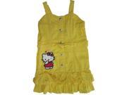 Hello Kitty Little Girls Yellow Waistband Ruffle Hem Button Dress 6