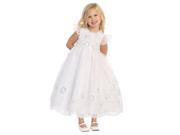 Angels Garment Little Girls White Organza Flutter Sleeve Flower Girl Dress 2T
