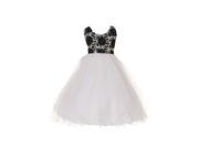 Big Girls Black White Web Floral Tulle Sleeveless Dress 10