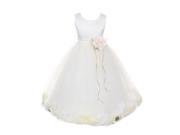 Kids Dream Big Girls White Satin Ivory Petal Sash Flower Girl Dress 8